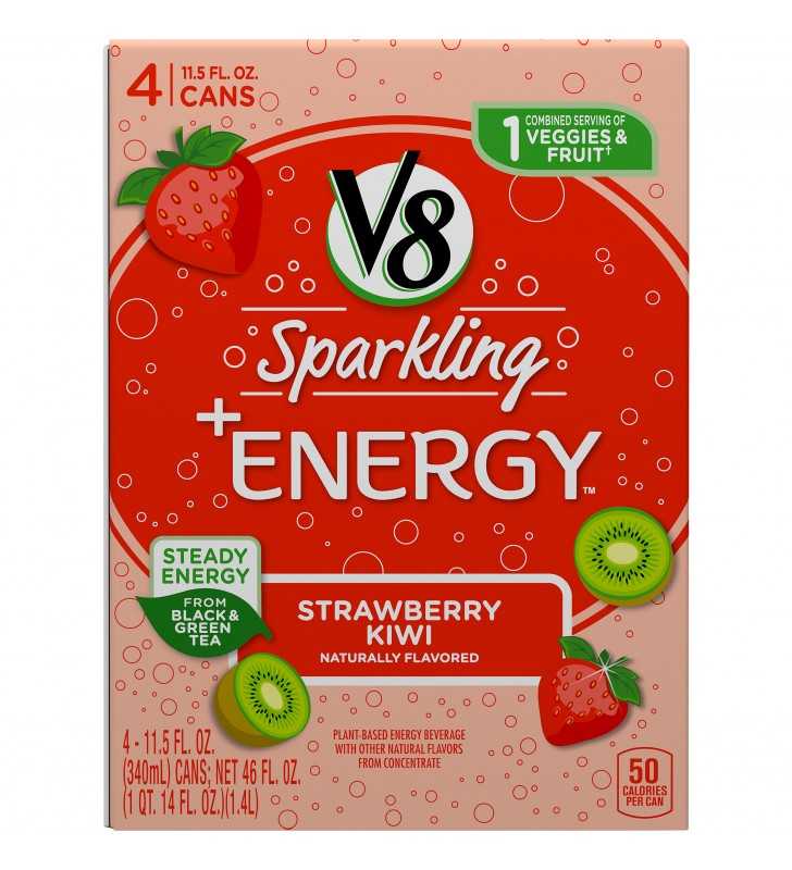 V8 SPARKLING +ENERGY Strawberry Kiwi Energy Drink, 11.5 fl oz Can (Pack of  4) - The Fresh Grocer