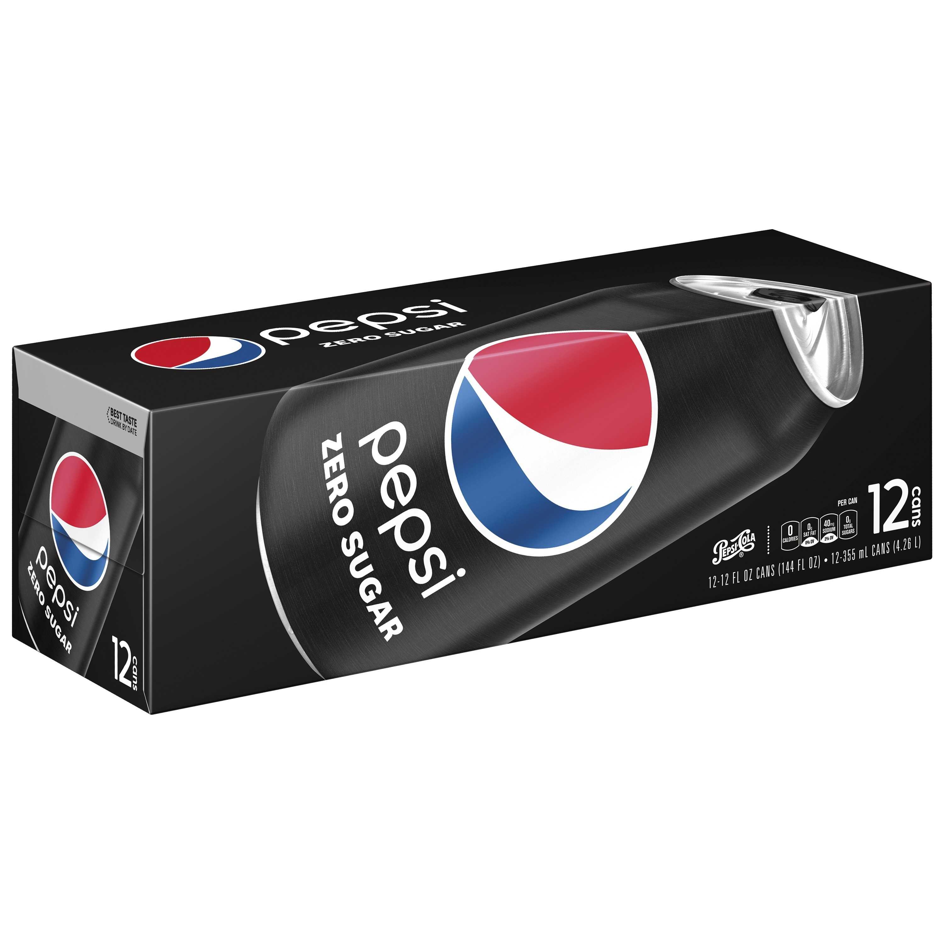 Pepsi Zero Sugar, 12 oz Cans, 12 Count
