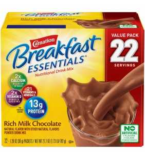 Carnation Breakfast Essentials Powder Nutritional Breakfast Drink Mix, Rich Milk Chocolate, 22 - 1.26 OZ Packets