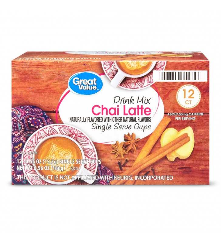 great value chai latte k cups caffeine content