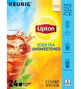 Lipton Iced Tea Unsweetened K-Cups, Tea Pods, 24 Ct