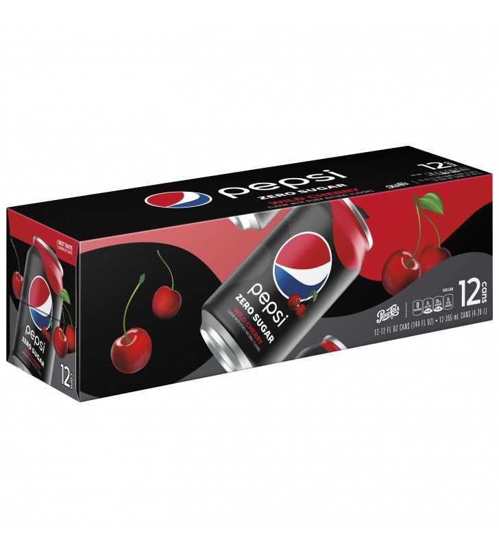 Pepsi Zero Sugar Wild Cherry Soda, 12 Fl. Oz., 12 Count