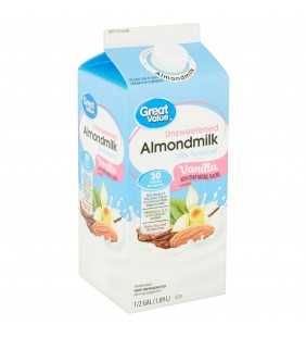Great Value Unsweetened Vanilla Almondmilk, 1/2 gal