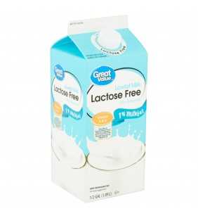 Great Value Lactose Free 1% Lowfat Milk, 1/2 gal