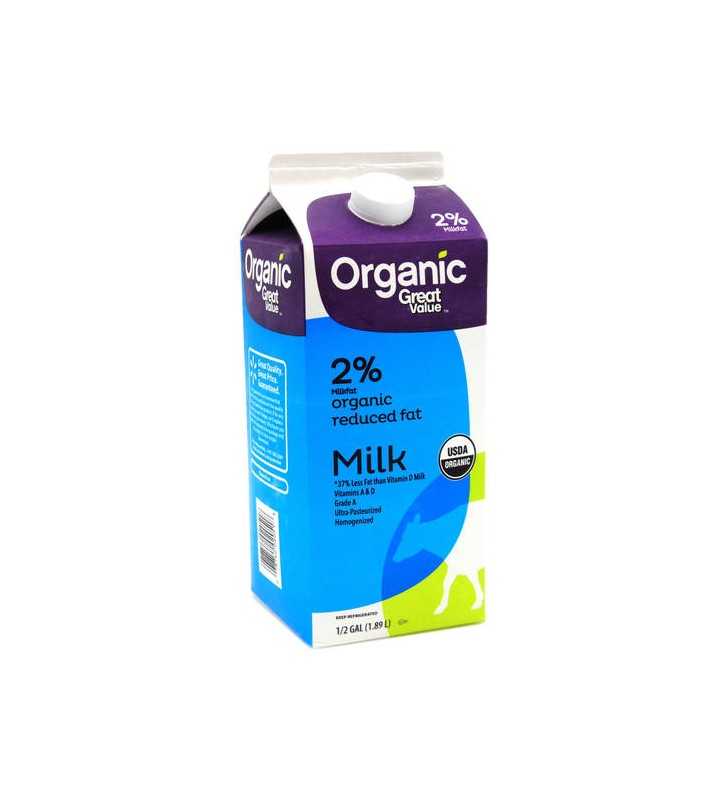 Great Value Organic 2% Reduced-Fat Milk, Half Gallon