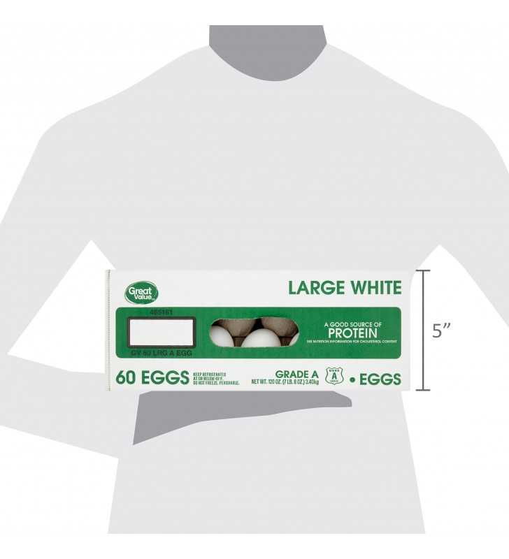 Great Value Cage Free Large AA White Eggs, 60 Count 