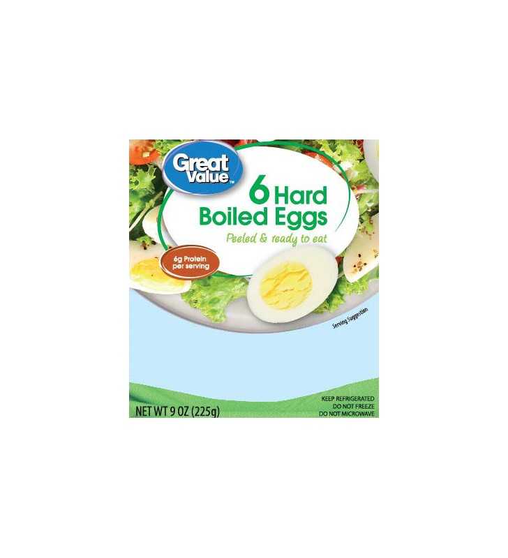 Great Value Cage-Free Hard Boiled Eggs, 9.31 oz, 6 Count