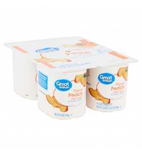 Great Value Original Peach Lowfat Yogurt, 6 oz, 4 count