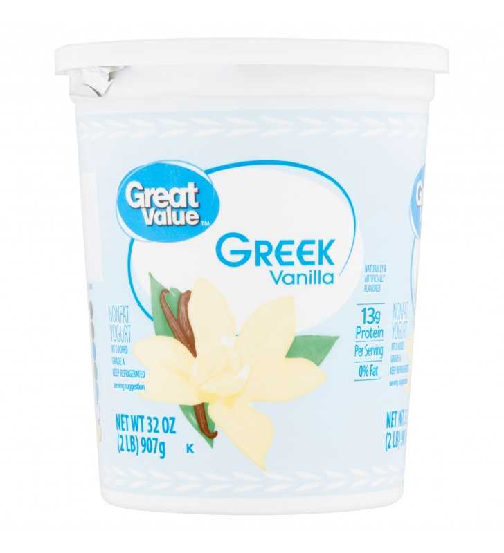 Great Value Greek Vanilla Nonfat Yogurt, 32 Oz