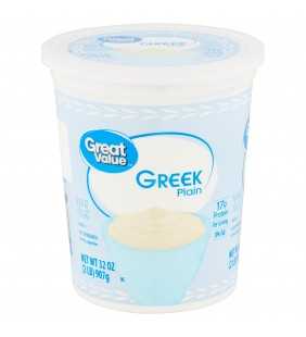 Great Value Greek Plain Nonfat Yogurt, 32 oz