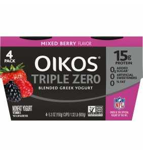 Oikos Triple Zero Mixed Berry Greek Yogurt, 5.3 Oz. Cups, 4 Count