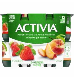 Activia Probiotic Peach & Strawberry Variety Pack Yogurt, 4 Oz. Cups, 12 Count