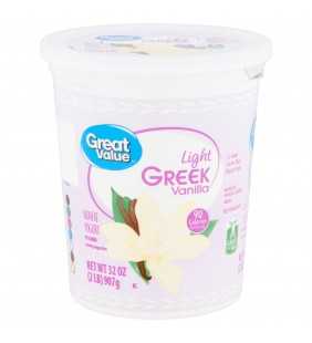 Great Value Light Greek Vanilla Nonfat Yogurt, 32 oz