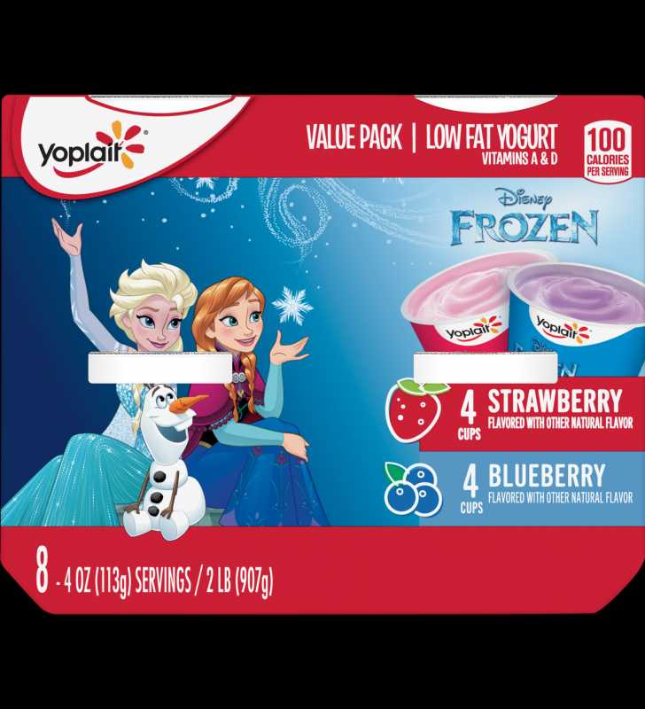 Yoplait Strawberry & Blueberry Kids Yogurt Pack, Disney Frozen, 8 Cups