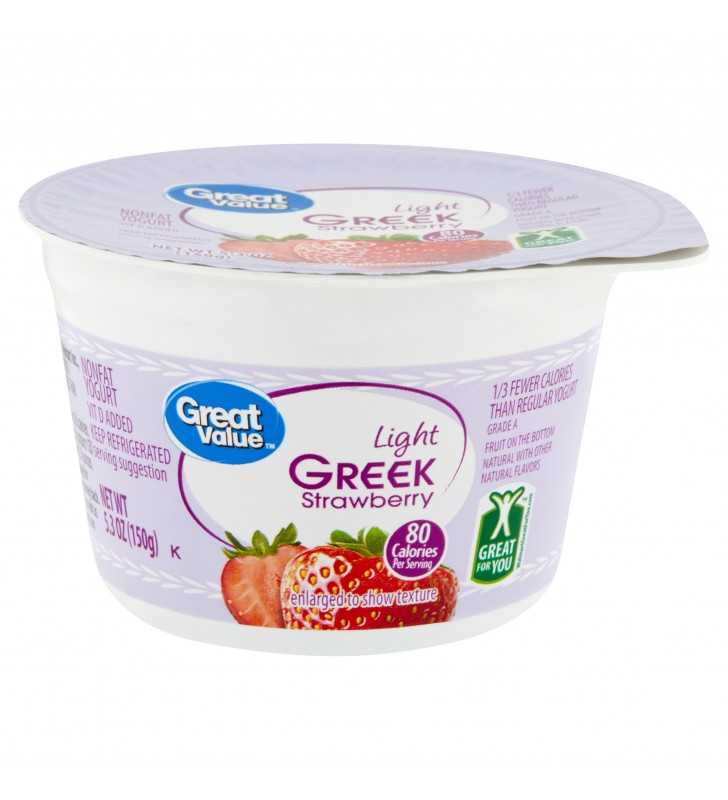 Great Value Light Greek Strawberry Nonfat Yogurt, 5.3 oz