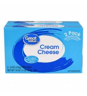 Great Value Cream Cheese, 8 oz, 2 count