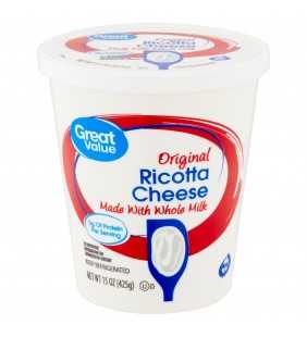 Great Value Original Ricotta Cheese, 15 oz