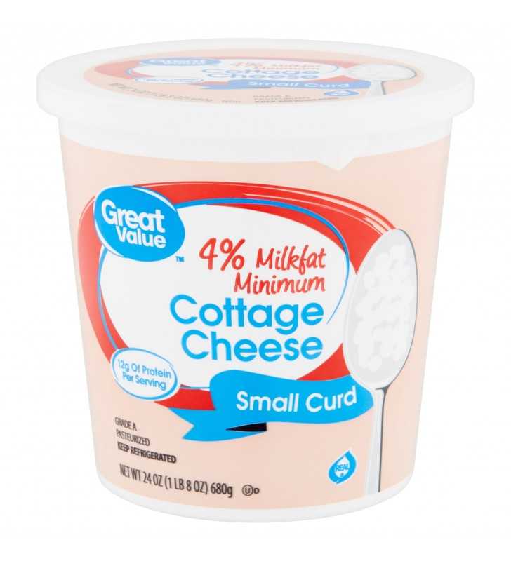 Great Value 4% Milkfat Minimum Small Curd Cottage Cheese, 24 oz