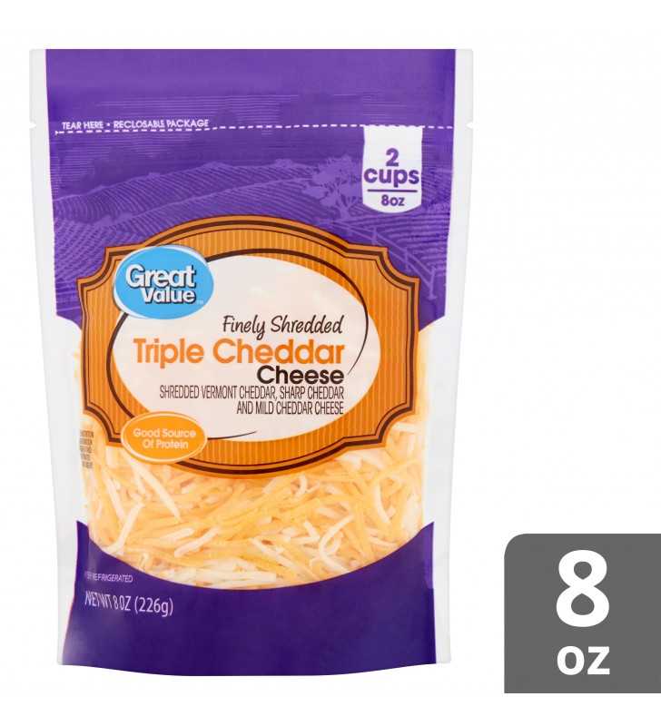 Great Value Shredded Sharp White Cheddar Cheese, 8 oz 