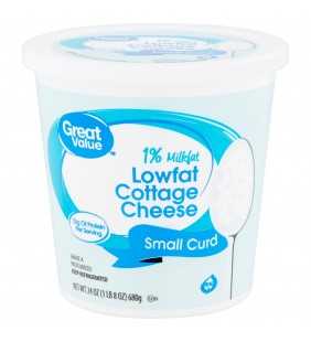 Great Value 1% Milkfat Lowfat Small Curd Cottage Cheese, 24 oz