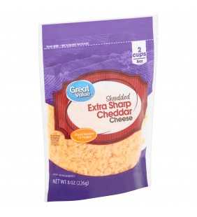 Great Value Shredded Extra Sharp Cheddar Cheese, 8 oz