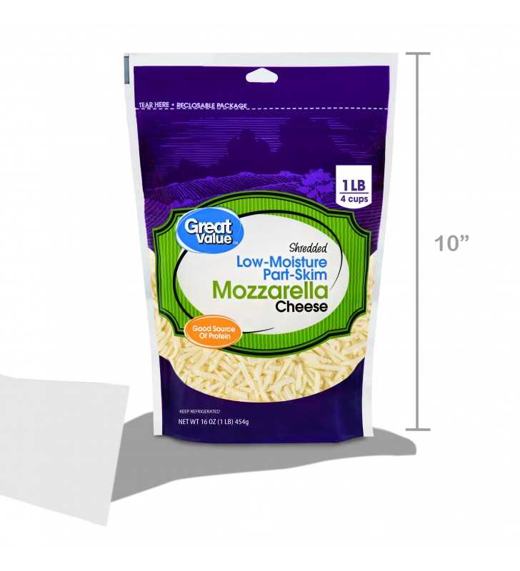 Great Value Shredded Mozzarella Cheese, Low-Moisture Part-Skim, 16 Oz