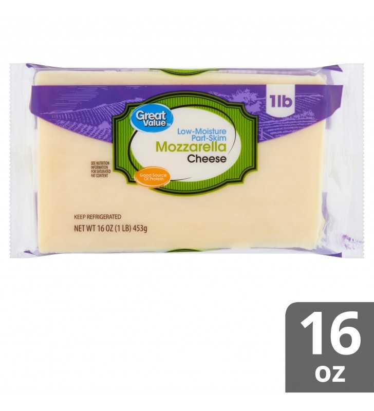 Great Value Low-Moisture Part-Skim Mozzarella Cheese, 16 oz