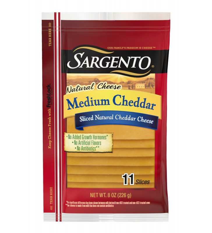 Sargento® Sliced Medium Natural Cheddar Cheese, 11 Slices