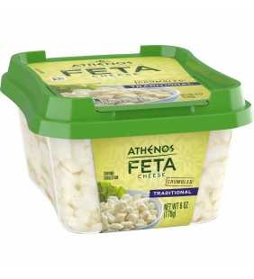 Athenos Feta Cheese Crumbles, Traditional Feta Cheese, 6 oz Tub