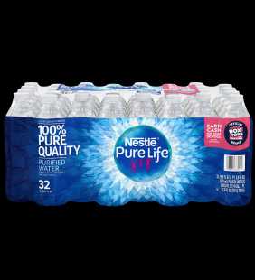 Nestle Pure Life Purified Water, 16.9 fl oz. Plastic Bottled Water (Pack of 32)