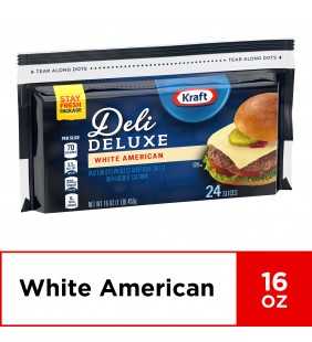 Kraft Deli Deluxe Cheese Slices, White American Cheese, 24 ct - 16.0 oz Wrapper