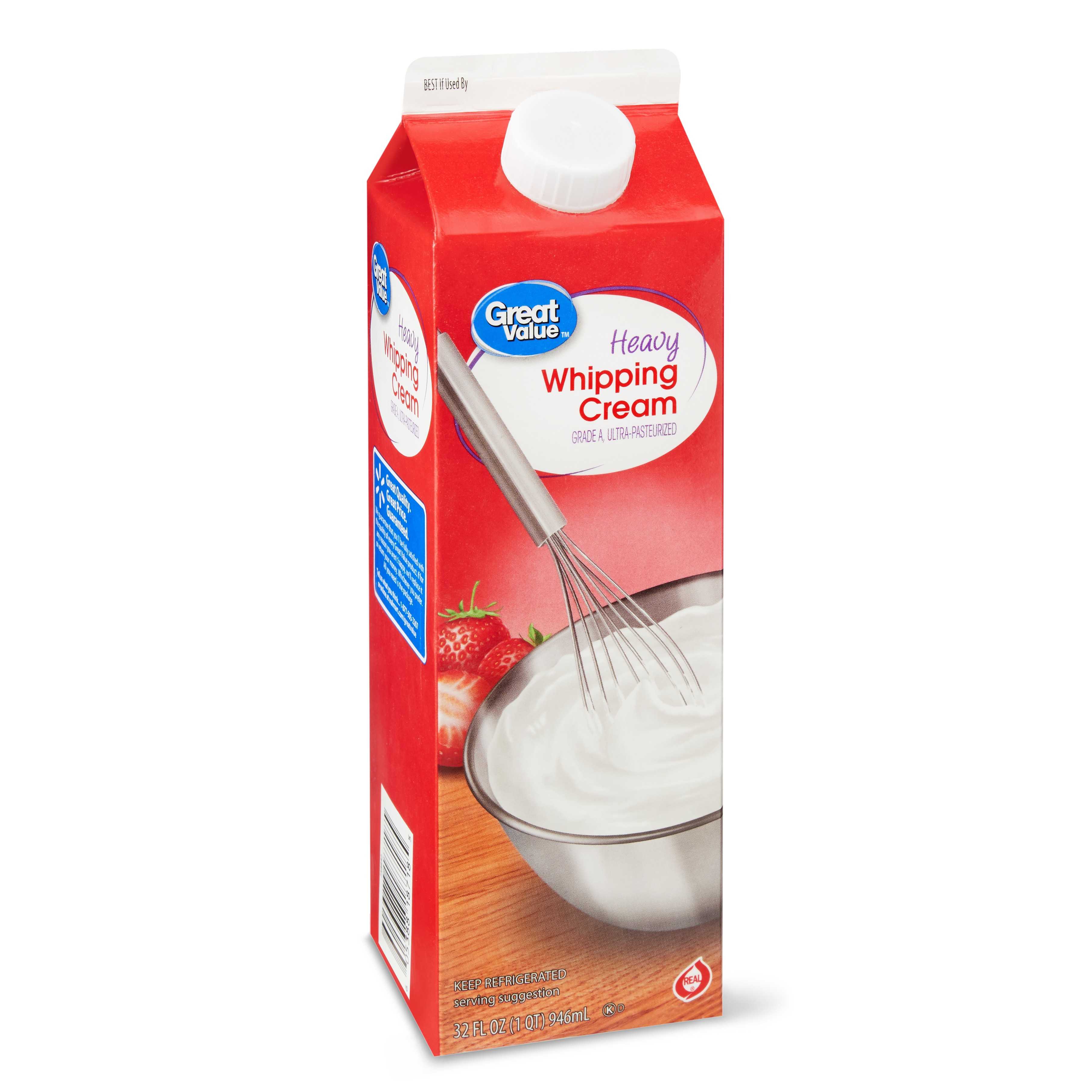 Great Value Ultra-Pasteurized Real Heavy Whipping Cream, 32 Oz