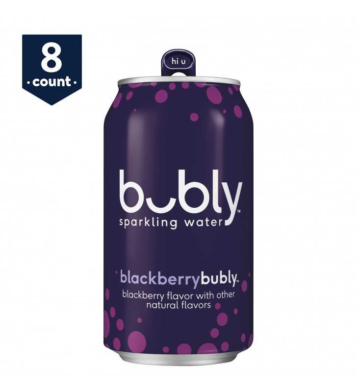 bubly Blackberry Sparkling Water, 12 oz Cans, 8 count