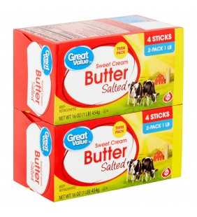 Great Value Sweet Cream Salted Butter Twin Pack, 16 oz, 2 count
