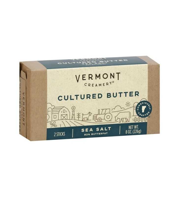 Vermont Creamery 82% Butterfat Cultured Stick Butter with Sea Salt, 8oz