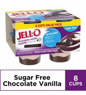 Jell-O Sugar Free Ready to Eat Chocolate Vanilla Swirl Pudding Cups, 8 ct - 29.0 oz Package