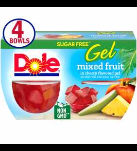 Dole Fruit Bowls Mixed Fruit in Sugar Free Cherry Flavored Gel, 4.3 Oz Bowls, 4 Cups of Fruit