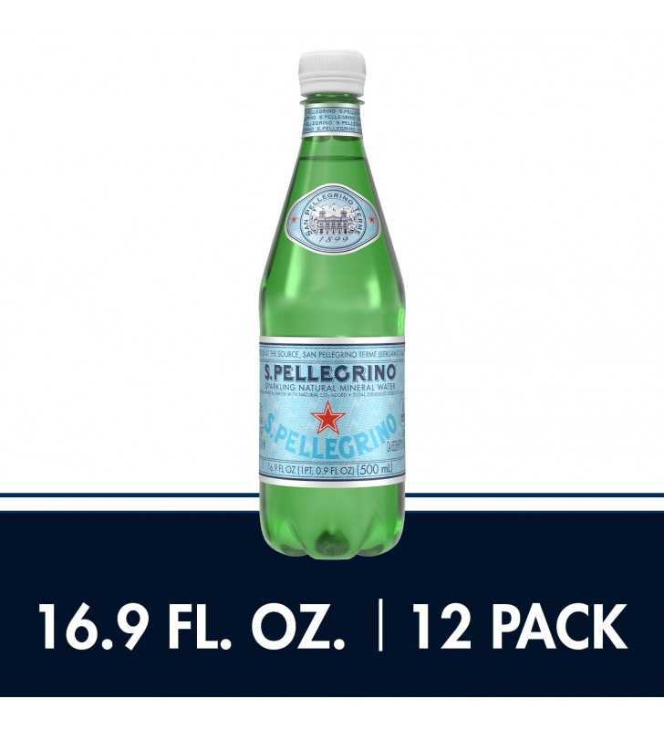 S.Pellegrino Sparkling Natural Mineral Water, Plastic Bottles, 16.9 Fl Oz  (Pack of 12)