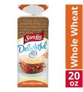 Sara Lee Delightful 100% Whole Wheat Bread With Honey, With Fiber & Only 45 Calories per Slice, 20 oz