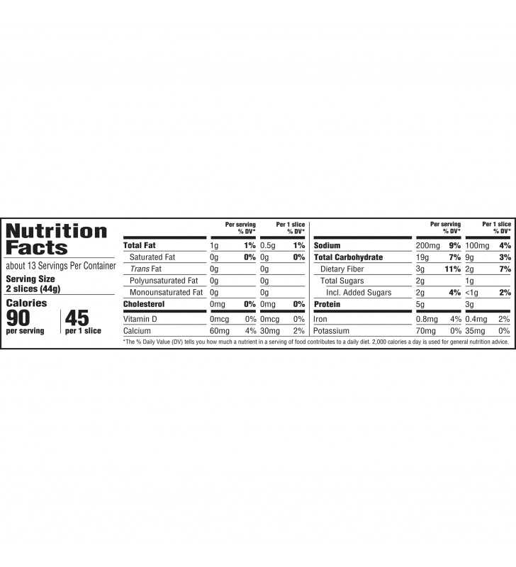 Sara Lee Delightful Whole Wheat Bread Nutrition Facts Americanwarmoms