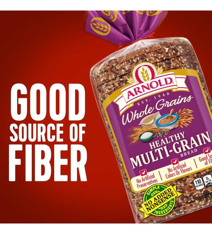 Arnold Whole Grains Healthy Multi-Grain Bread, Baked With Simple ...