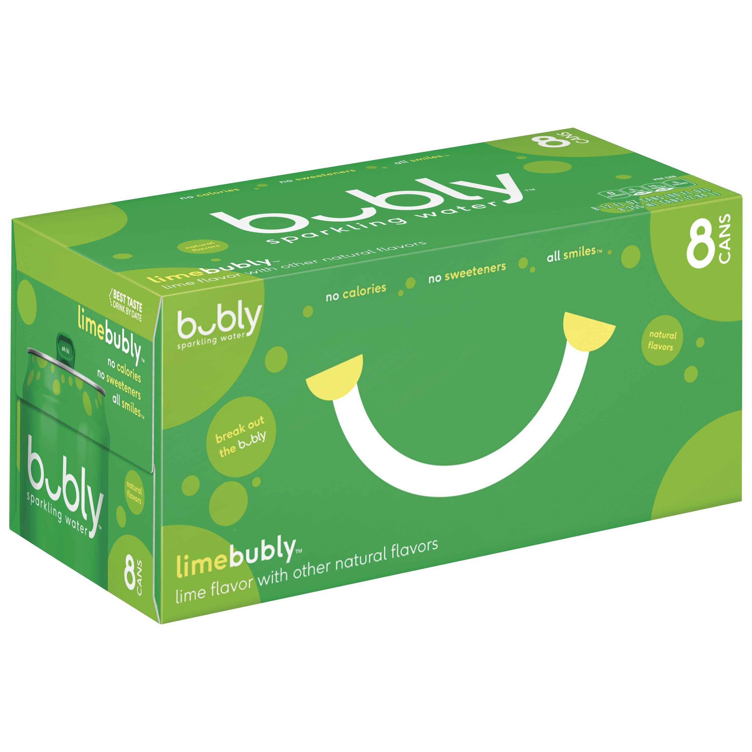 bubly Sparkling Water, Lime, 12 oz Cans, 8 Count