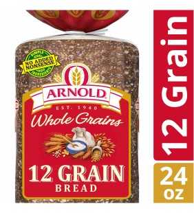 Arnold Whole Grains 12 Grain Bread, Baked with Simple Ingredients & Whole Wheat, 24 oz