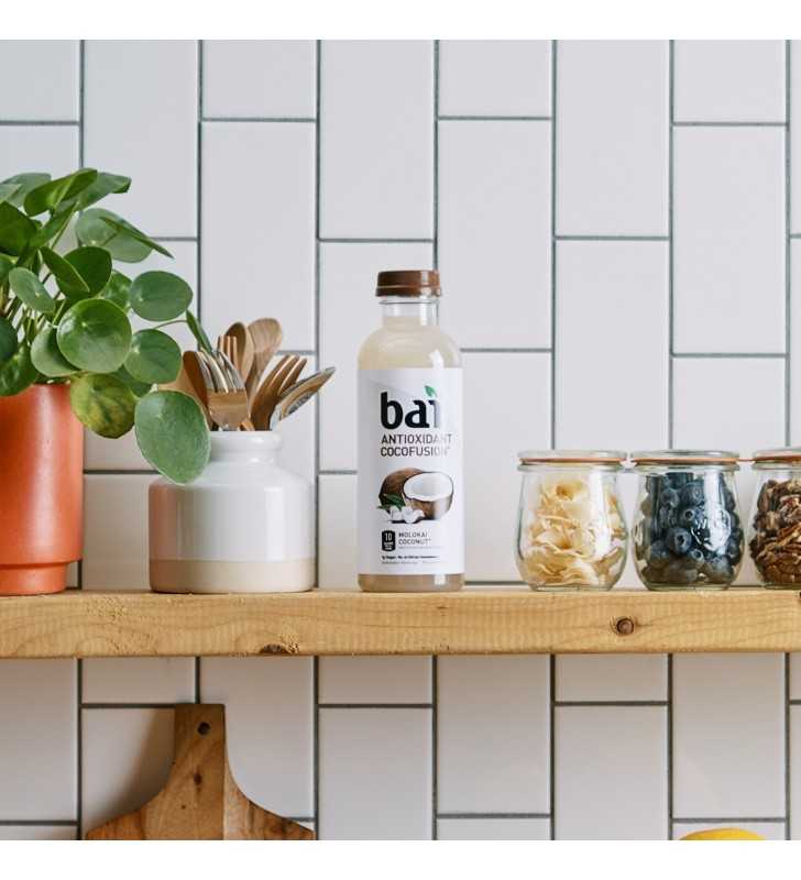 Bai Coconut Flavored Water, Molokai Coconut, Antioxidant Infused Drinks, 18 Fluid Ounce Bottle