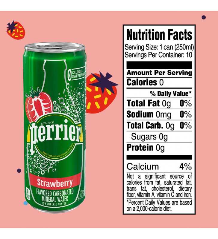 Perrier Strawberry Flavored Carbonated Mineral Water, 8.45 fl oz. Slim ...