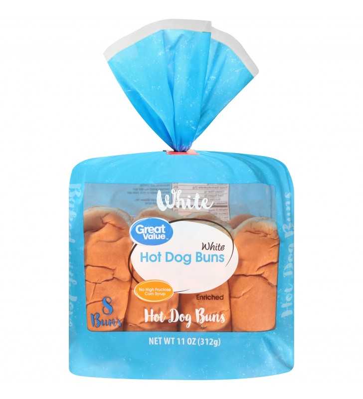 Great Value Hot Dog Buns, White, 11 oz, 8 Count 