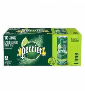 Perrier Lime Flavored Carbonated Mineral Water, 8.45 fl oz. Slim Cans (10 Count)