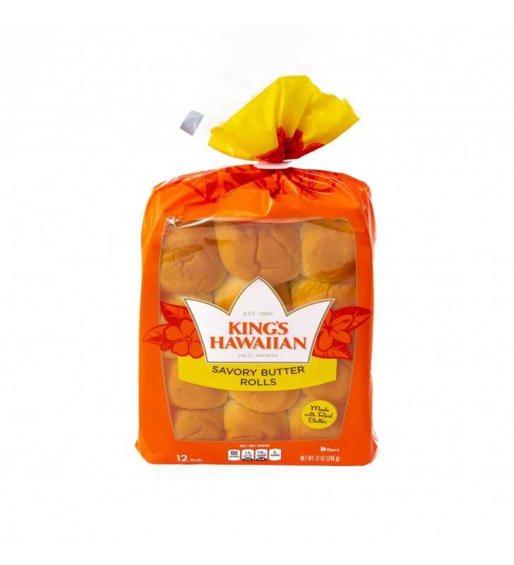 King's Hawaiian Savory Butter Rolls, Butter Dinner Rolls, 12 Count Bag