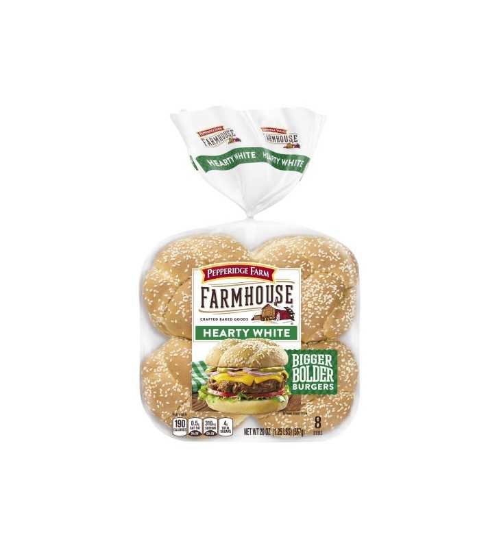 Pepperidge Farm Farmhouse Hearty White Hamburger Buns, 20 oz. Bag, 8-pack