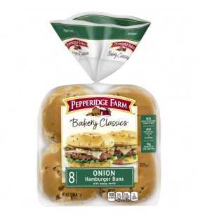 Pepperidge Farm Bakery Classics Onion with Poppy Seeds Hamburger Buns, 15 oz. Bag, 8-pack